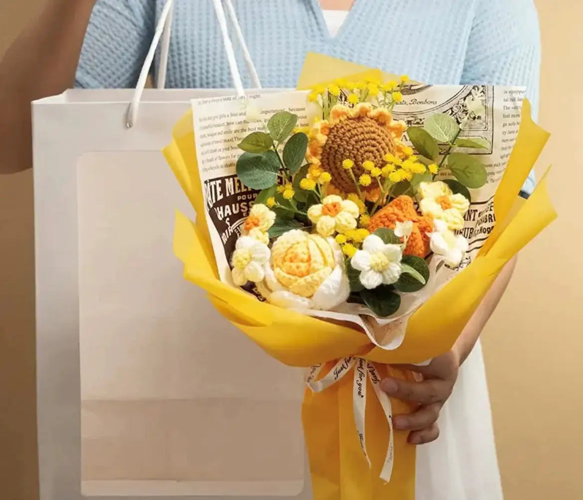 Handcrafted Bouquet of Crocheted Flowers
