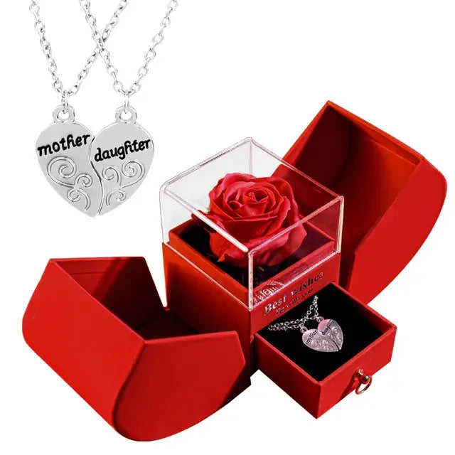 Enchanted Rose and Heart Necklace Keepsake