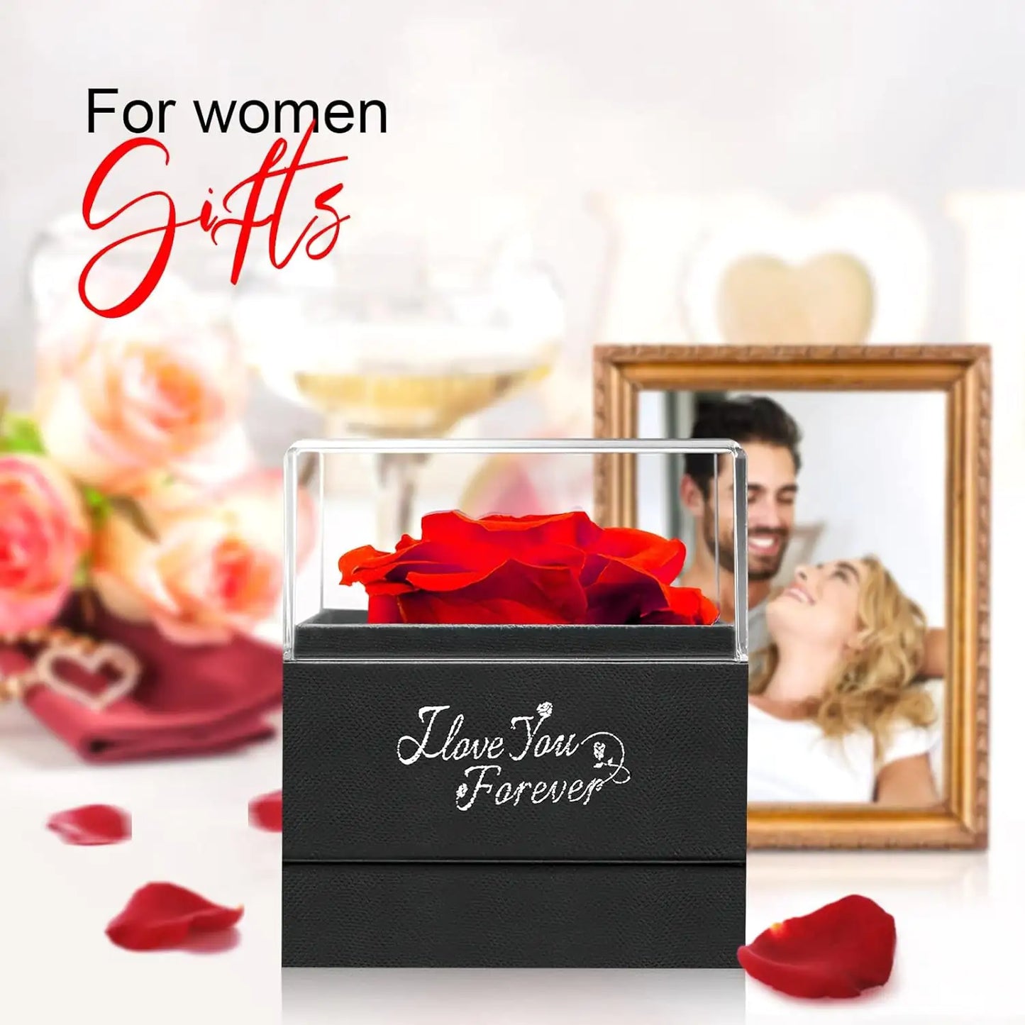Preserved Rose Gift Set with "I Love You" Necklace