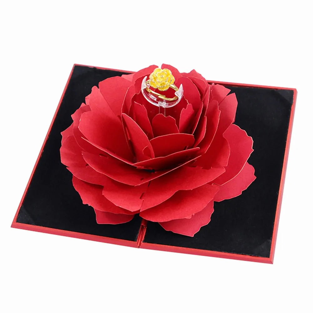 Elegant 3D Rose Ring Gift Box
