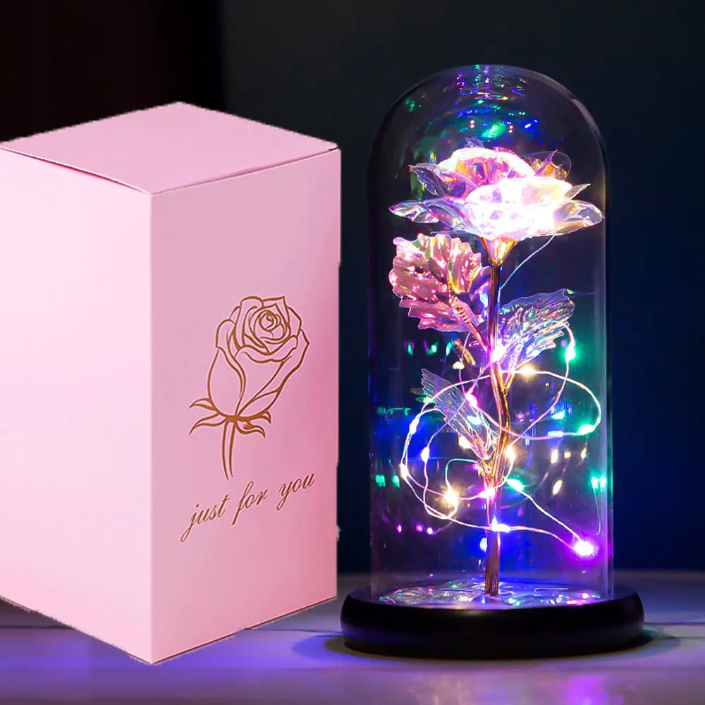 Eternal Rose Glass Dome with LED Lights