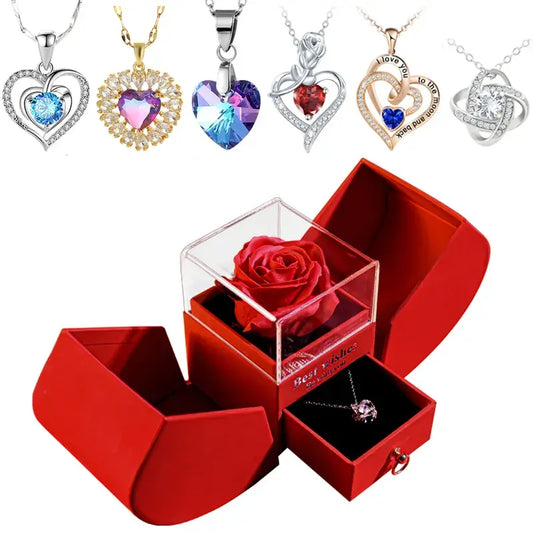 Enchanted Rose and Heart Necklace Keepsake