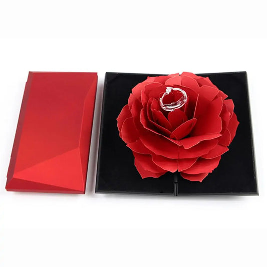 Elegant 3D Rose Ring Gift Box