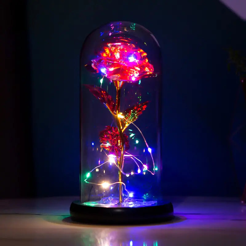 Eternal Rose Glass Dome with LED Lights