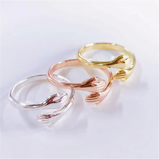 Adjustable Hug Embrace Ring – Silver, Gold, and Rose Gold