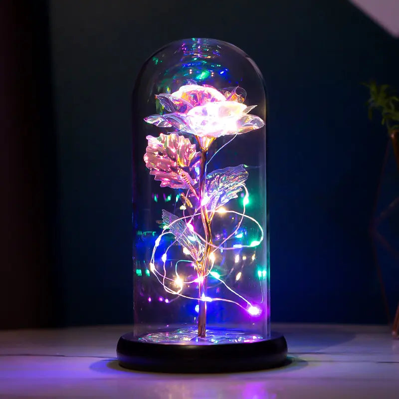 Eternal Rose Glass Dome with LED Lights