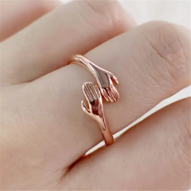 Adjustable Hug Embrace Ring – Silver, Gold, and Rose Gold