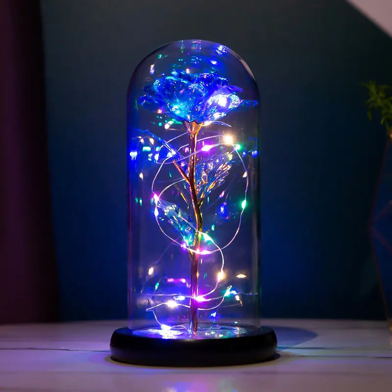 Eternal Rose Glass Dome with LED Lights