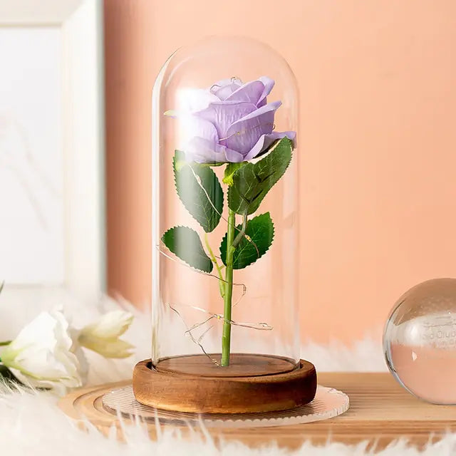 Eternal Rose Glass Dome with LED Lights