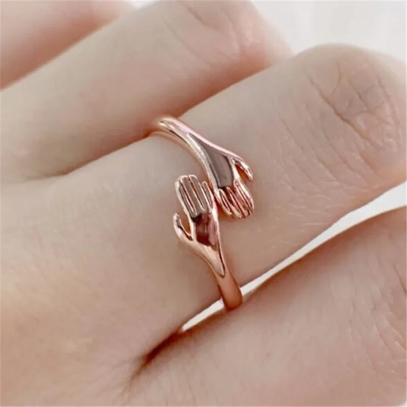 Adjustable Hug Embrace Ring – Silver, Gold, and Rose Gold