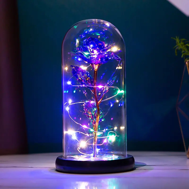 Eternal Rose Glass Dome with LED Lights