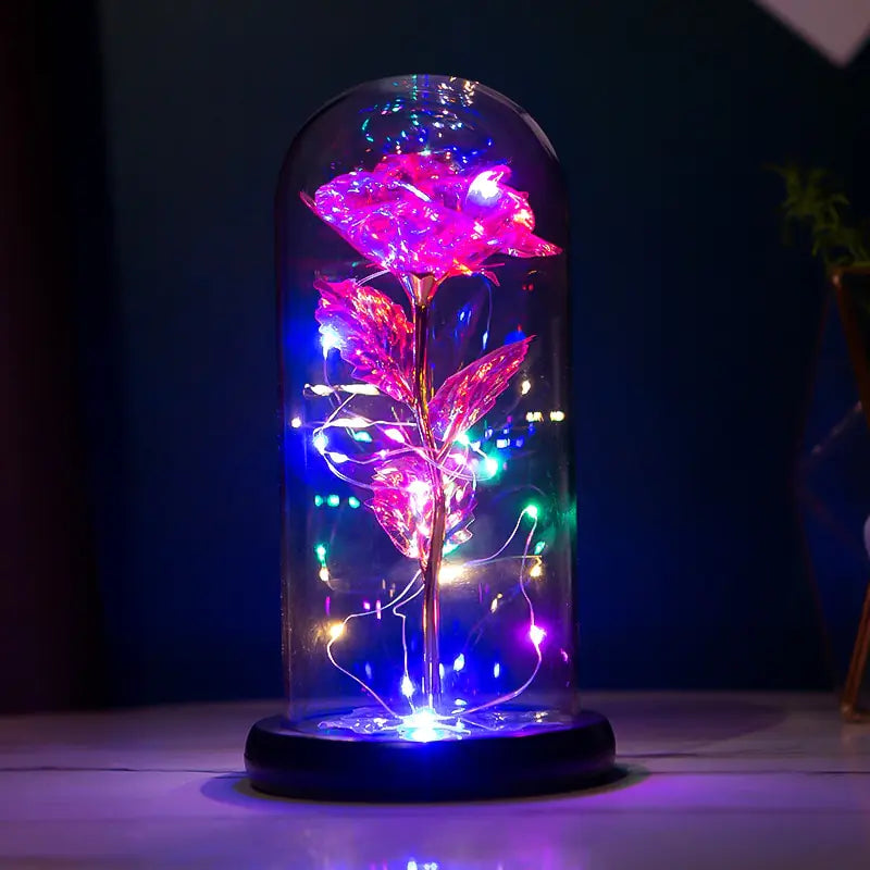 Eternal Rose Glass Dome with LED Lights